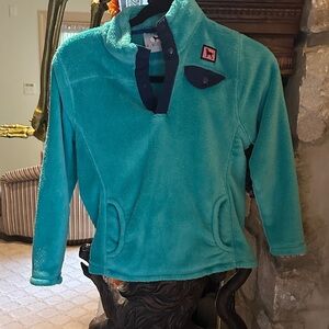 Big Dog kids medium Teal Fleece Pullover with Button Accents